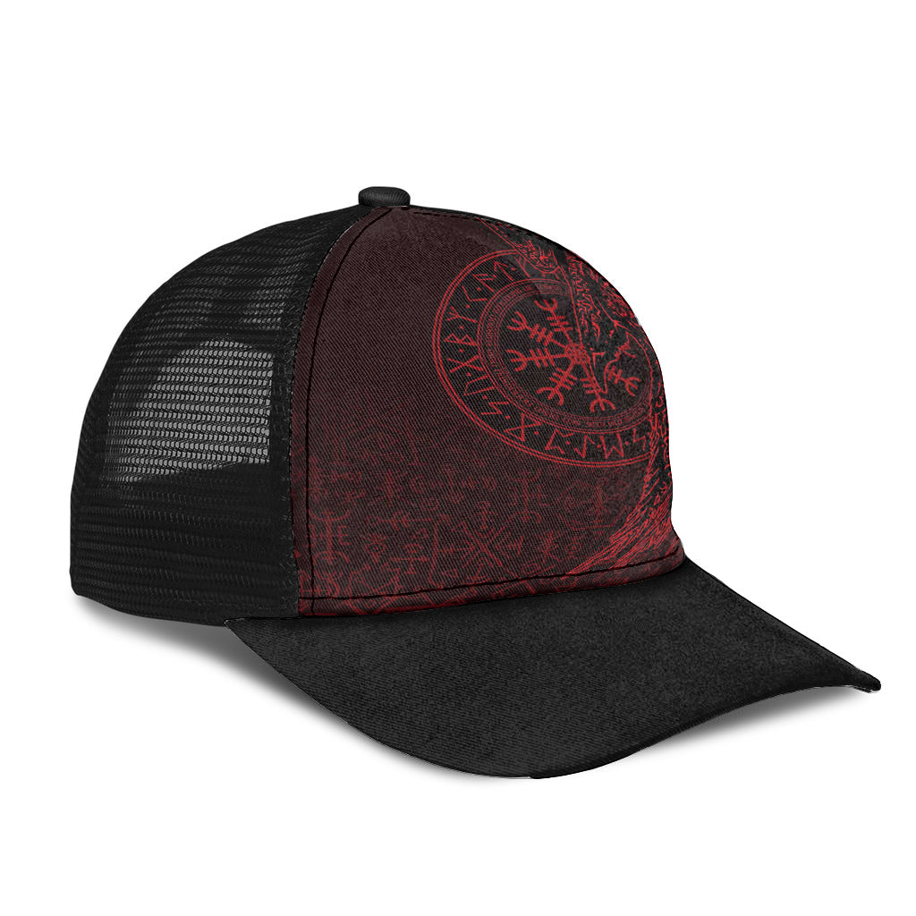 Raven and Helm of Awe Red Mesh Back Cap Trucker Hats Custom Hats Gifts For Men & Women