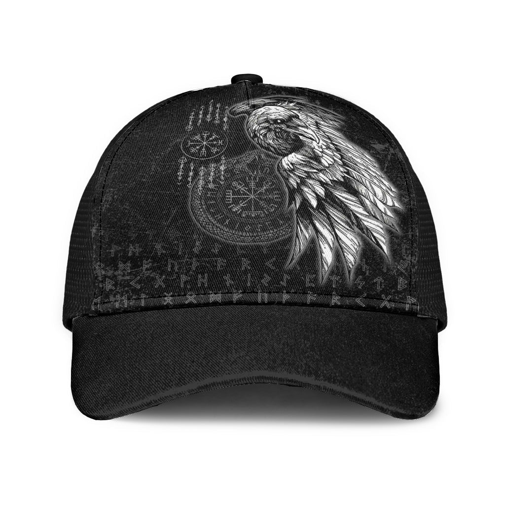 Raven and Ourobos and Runes Mesh Back Cap Trucker Hats Custom Hats Gifts For Men & Women