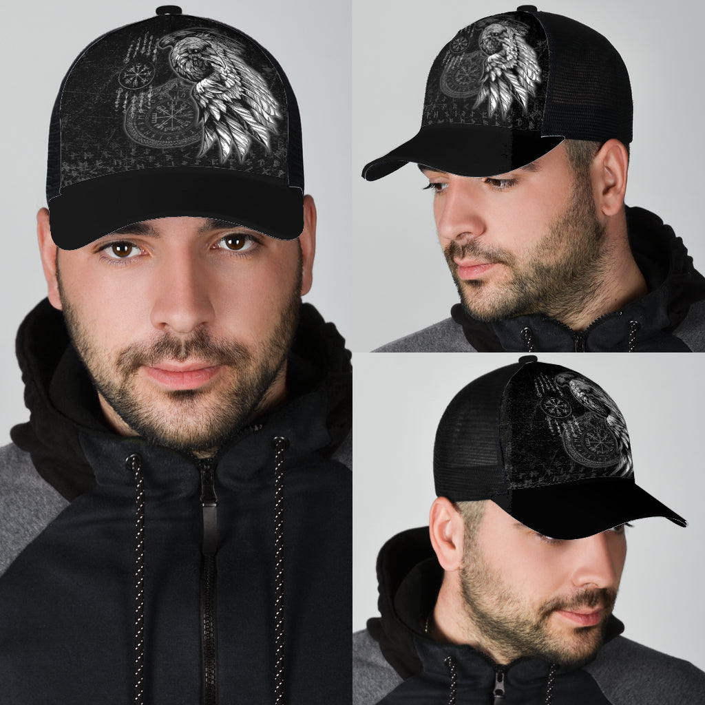 Raven and Ourobos and Runes Mesh Back Cap Trucker Hats Custom Hats Gifts For Men & Women