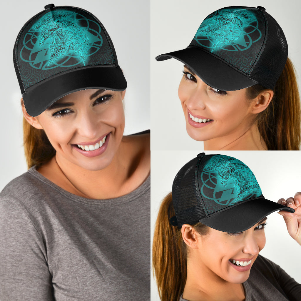 Raven Valknut Turquoise Viking Homeset Mesh Back Cap Trucker Hats Custom Hats Gifts For Men & Women