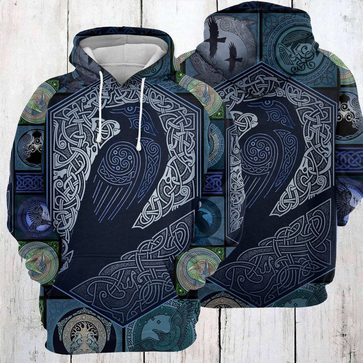 Raven Viking 3D All Over Print Hoodie, Zip Hoodie