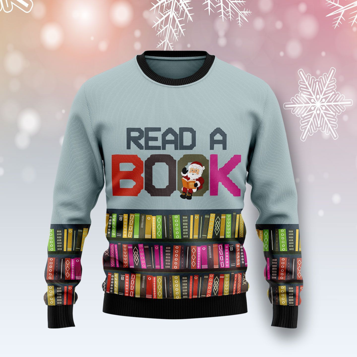 Read A Book Ugly Christmas Sweater Adult 3D Funny Matching for family