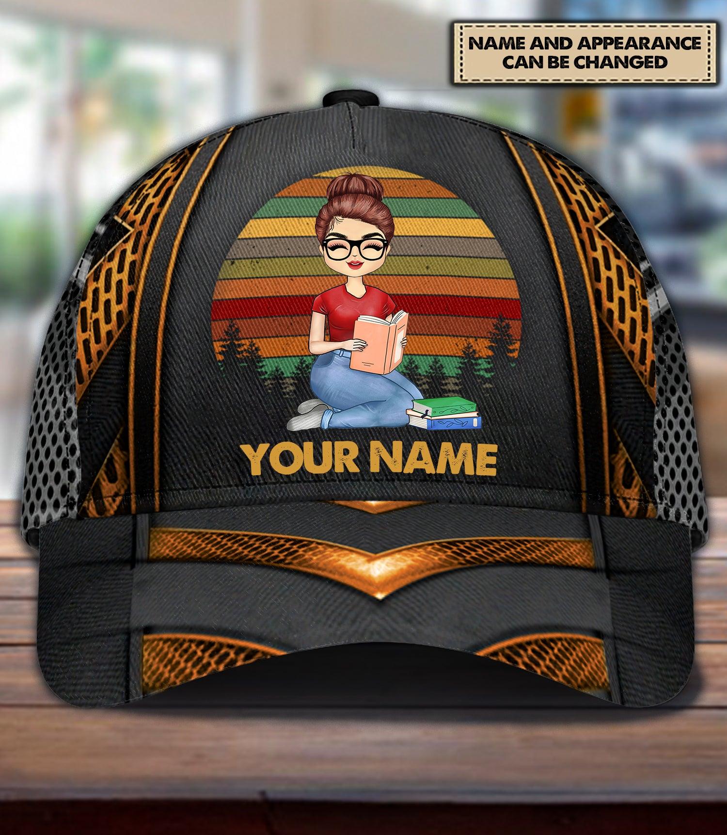 Reading Book Personalized Classic Cap, Personalized Gift for Book Lovers, Readers Trucker Hats Custom Hats Gifts For Men & Women