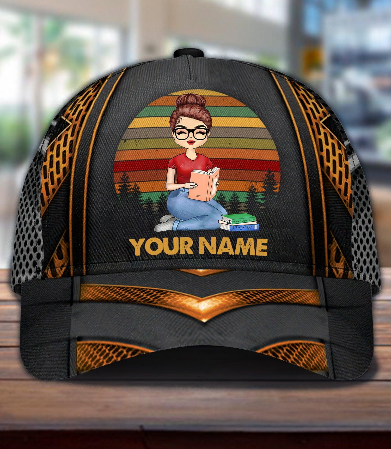 Reading Book Personalized Classic Cap, Personalized Gift for Book Lovers, Readers Trucker Hats Custom Hats Gifts For Men & Women