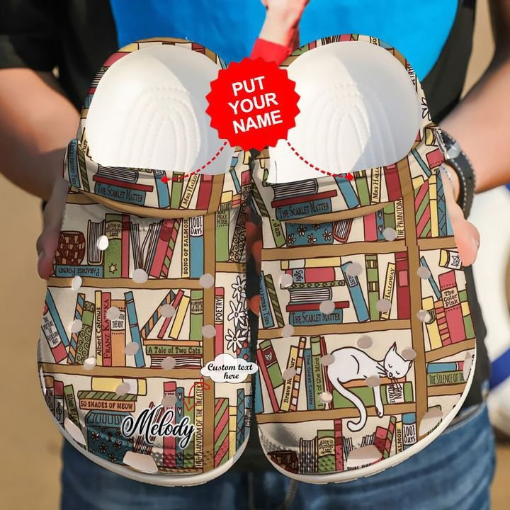 Reading Personalized Cat And Books clog Shoes Reading