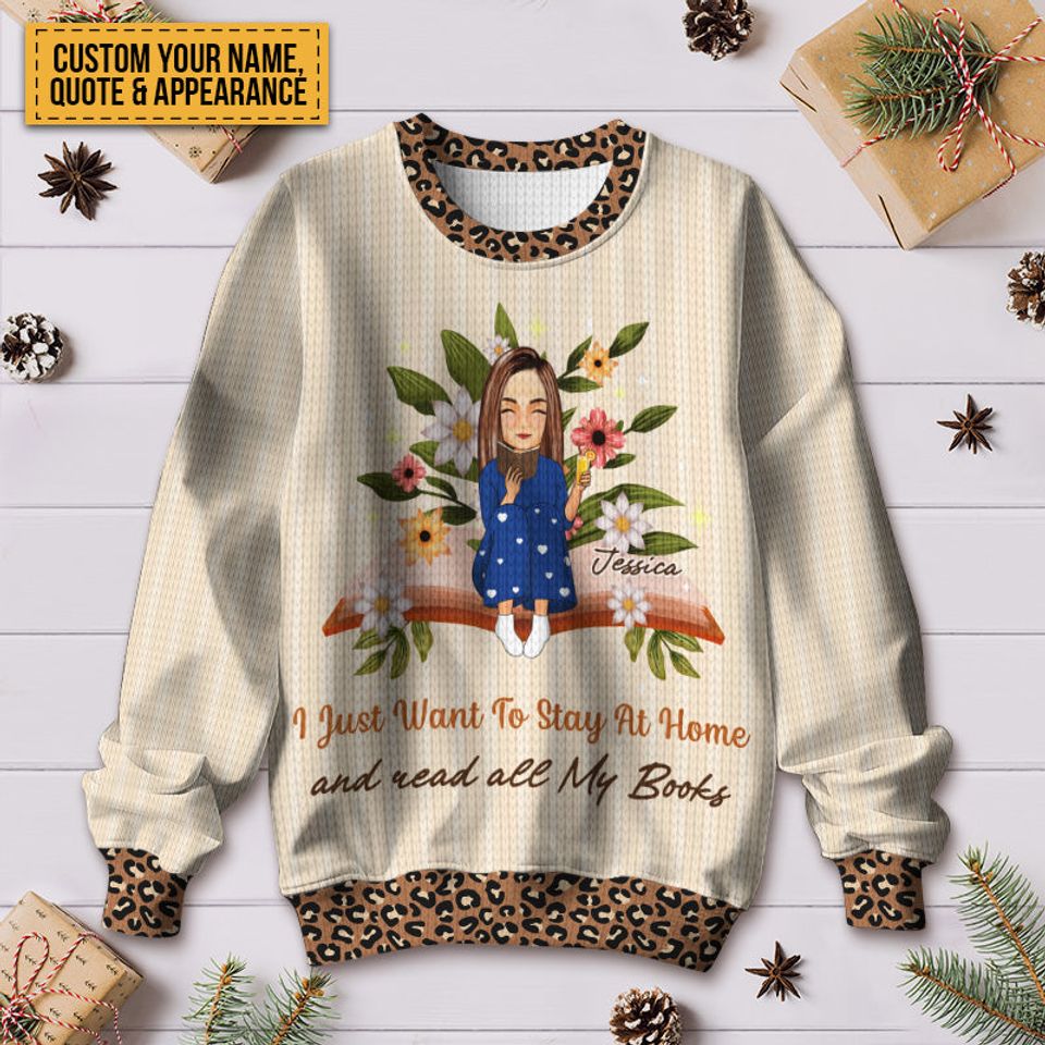 Reading Shirt Just A Girl Who Loves Books - Ugly Sweater - Gifts For Book Lovers Personalized Custom Ugly Sweater