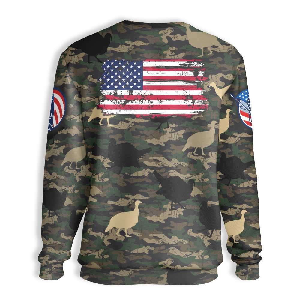 Real Americans Turkey Hunting For Thanksgiving Ugly Christmas Sweater Adult 3D Funny Matching for family - Image 2