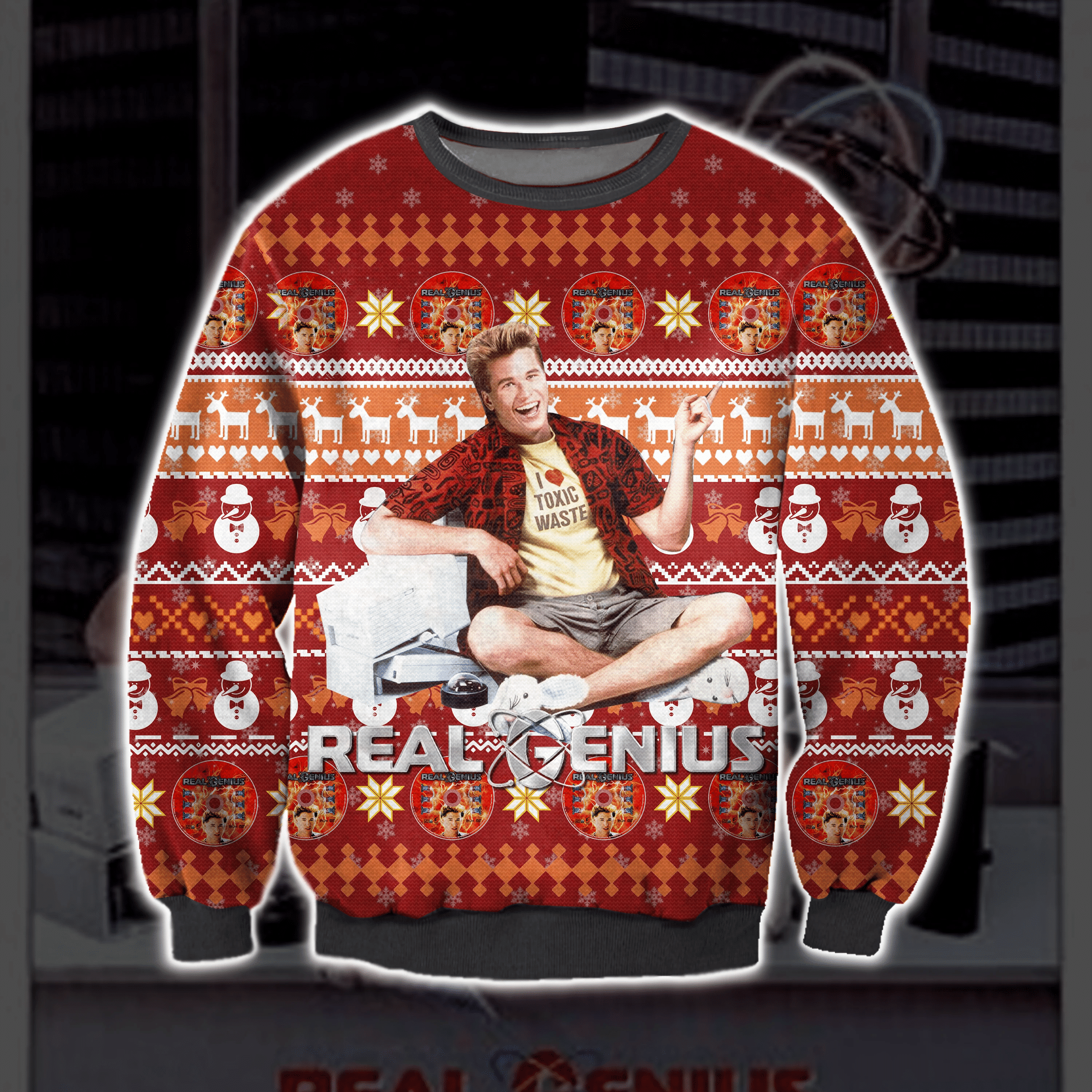 Real Genius Ugly Christmas Sweater Adult 3D Funny Matching for family