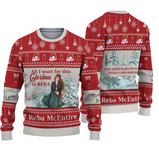 Reba McEntire Walking In A Winter Wonderland Christmas Ugly Sweater