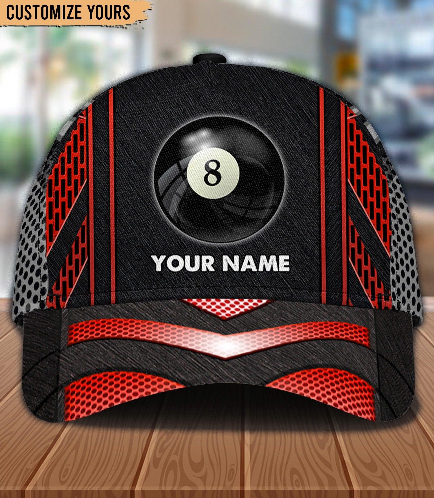 Red And Black Color Billard Personalized Classic Cap, Personalized Gift for Billiard Snooker Lovers Trucker Hats Custom Hats Gifts For Men & Women