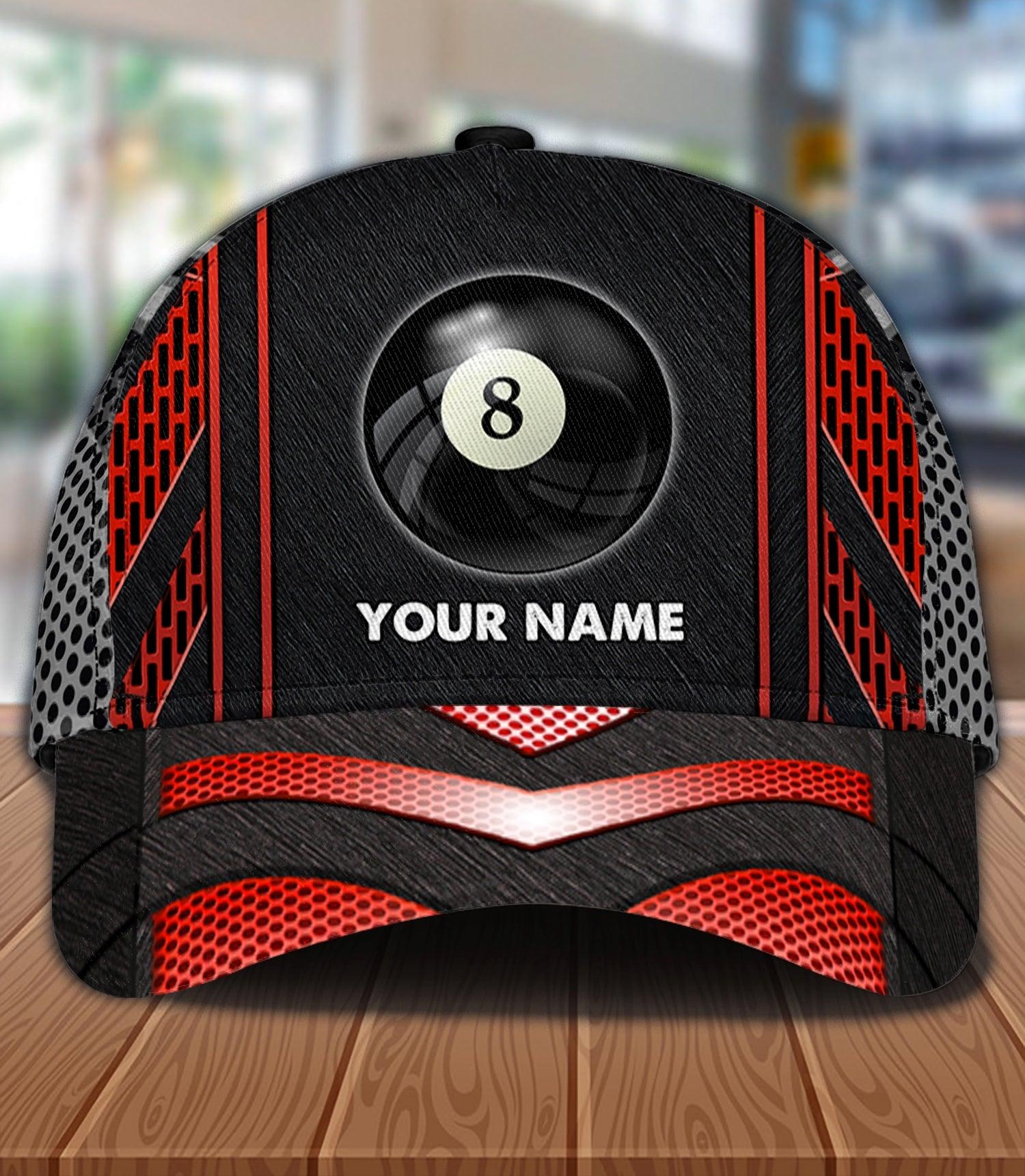 Red And Black Color Billard Personalized Classic Cap, Personalized Gift for Billiard Snooker Lovers Trucker Hats Custom Hats Gifts For Men & Women