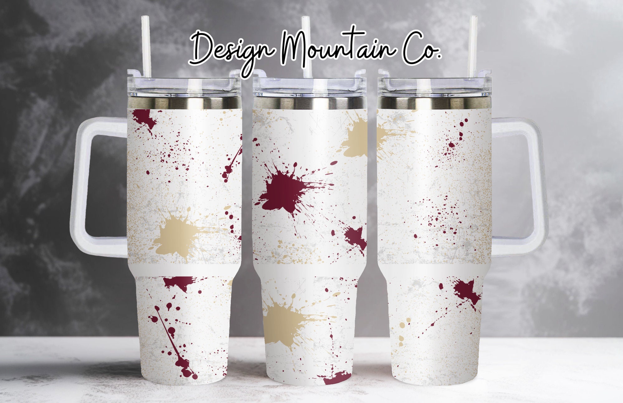 Red and Gold Splatter Custom Stanley Cup 40 oz 30 oz Tumbler With HandleTVC2301914