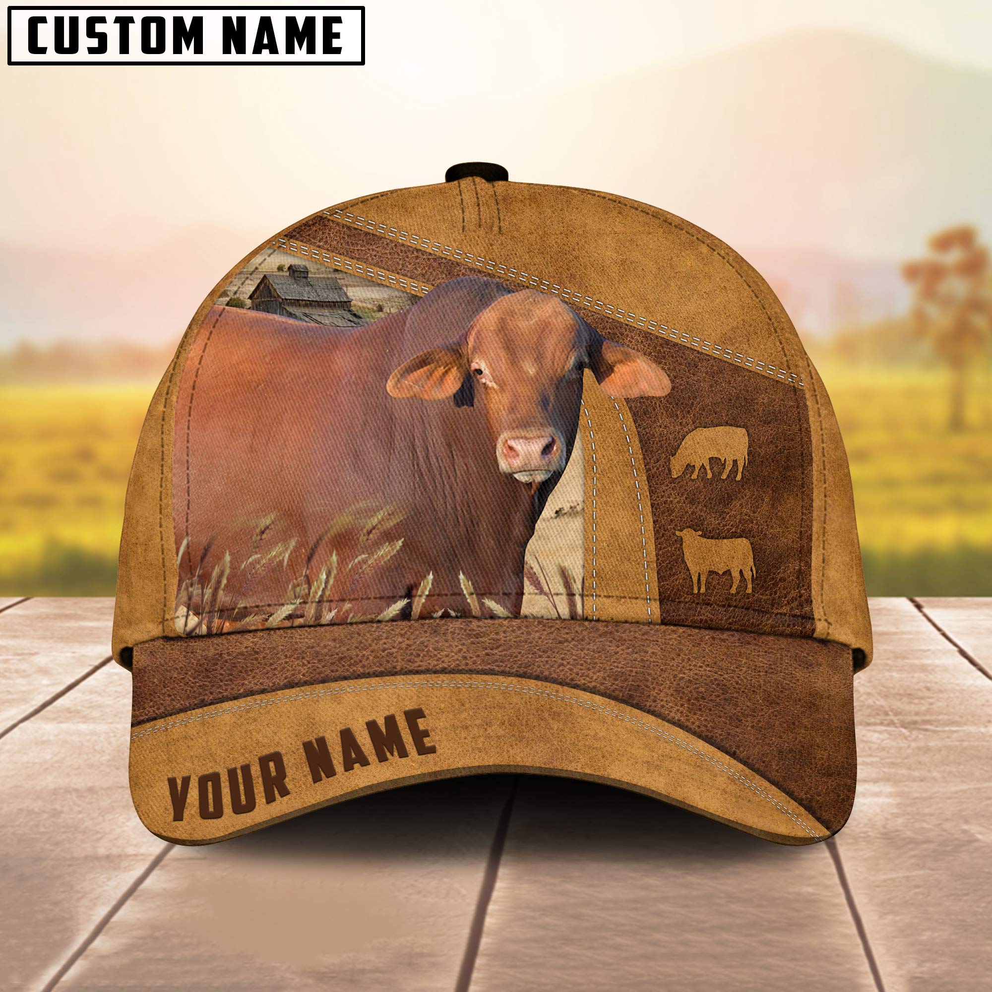 Red Brangus Custom Name 3D Cap 3D All Over Print Baseball Cap, Cap For Farm Lovers, Animal Cap, Leather Pattern Cap Trucker Hats Custom Hats Gifts For Men & Women