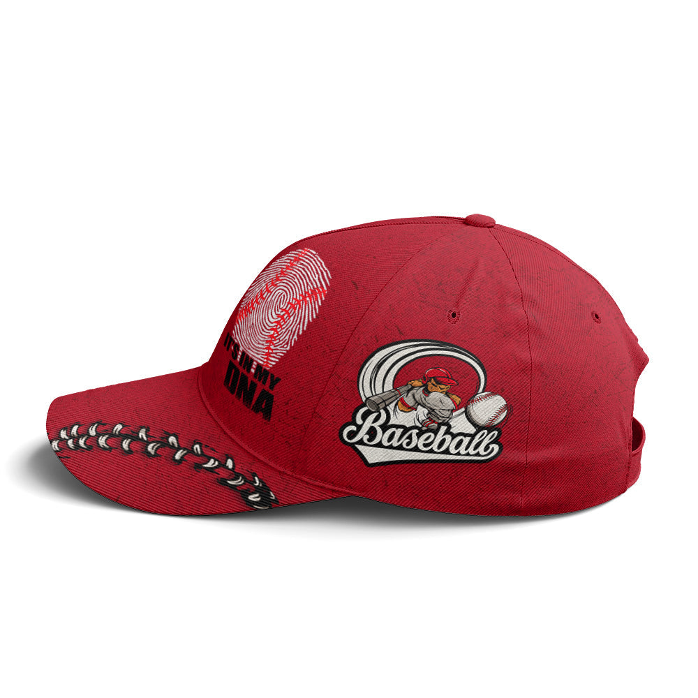 Red Cap It Is In My DNA For Baseball Lovers Trucker Hats Custom Hats Gifts For Men & Women