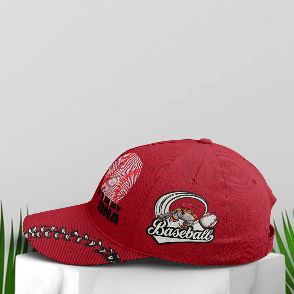 Red Cap It Is In My DNA For Baseball Lovers Trucker Hats Custom Hats Gifts For Men & Women
