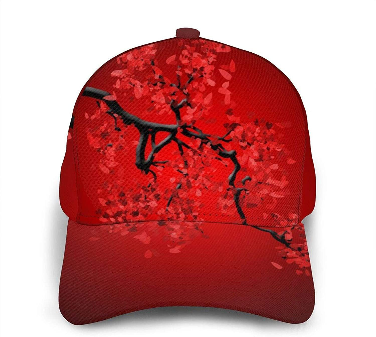 Red Cherry Blossom Baseball 3D Cap Adjustable Hat Dad Cap Athletic Baseball Fitted Cap Hat Classic Cap Trucker Hats Custom Hats Gifts For Men & Women