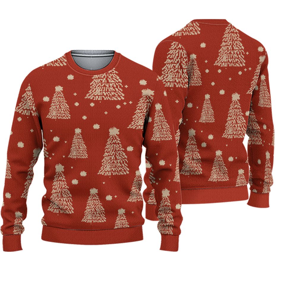 Red Christmas Tree Jacquard Warm Sweater Women