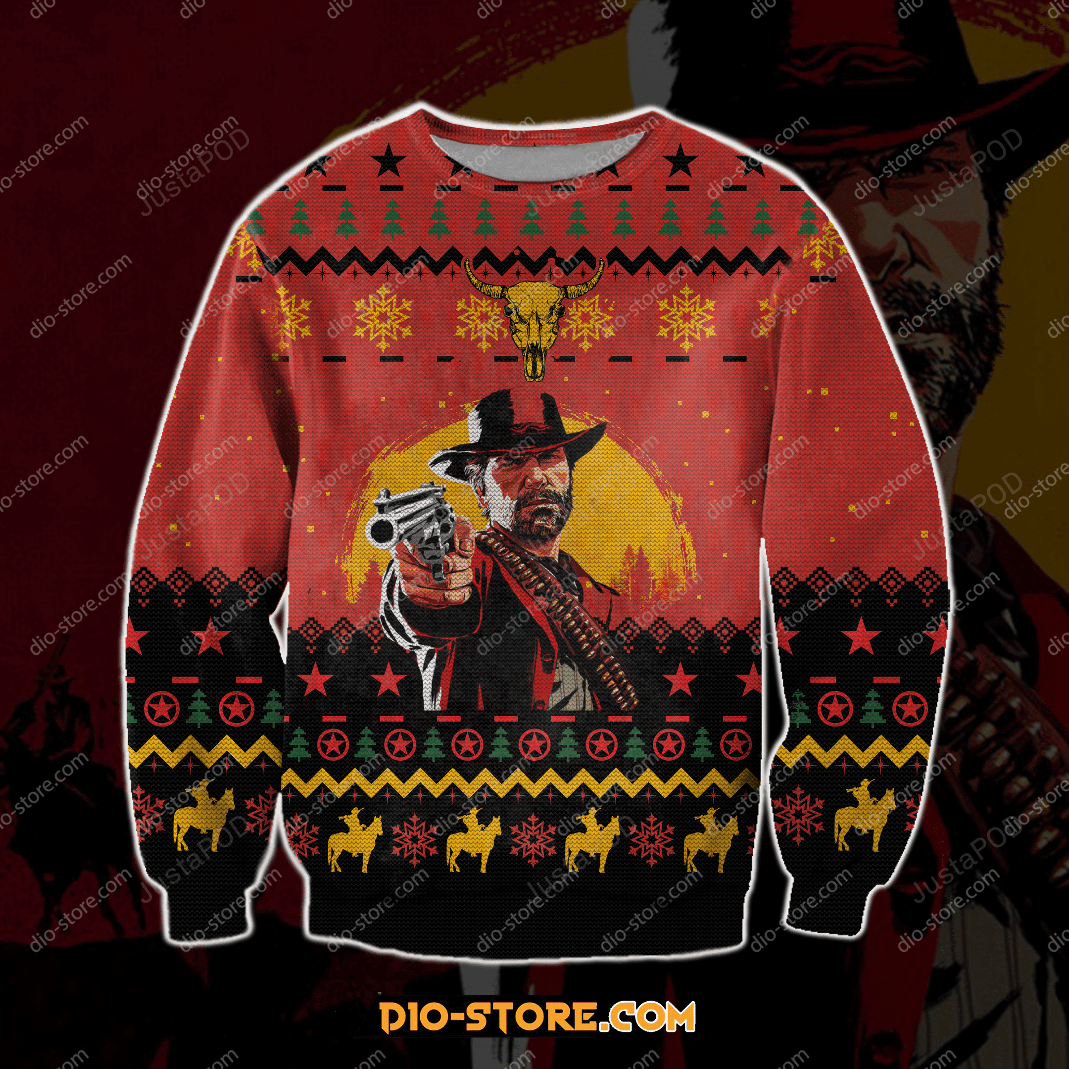 Red Dead Redemption Ugly Christmas Sweater Adult 3D Funny Matching for family