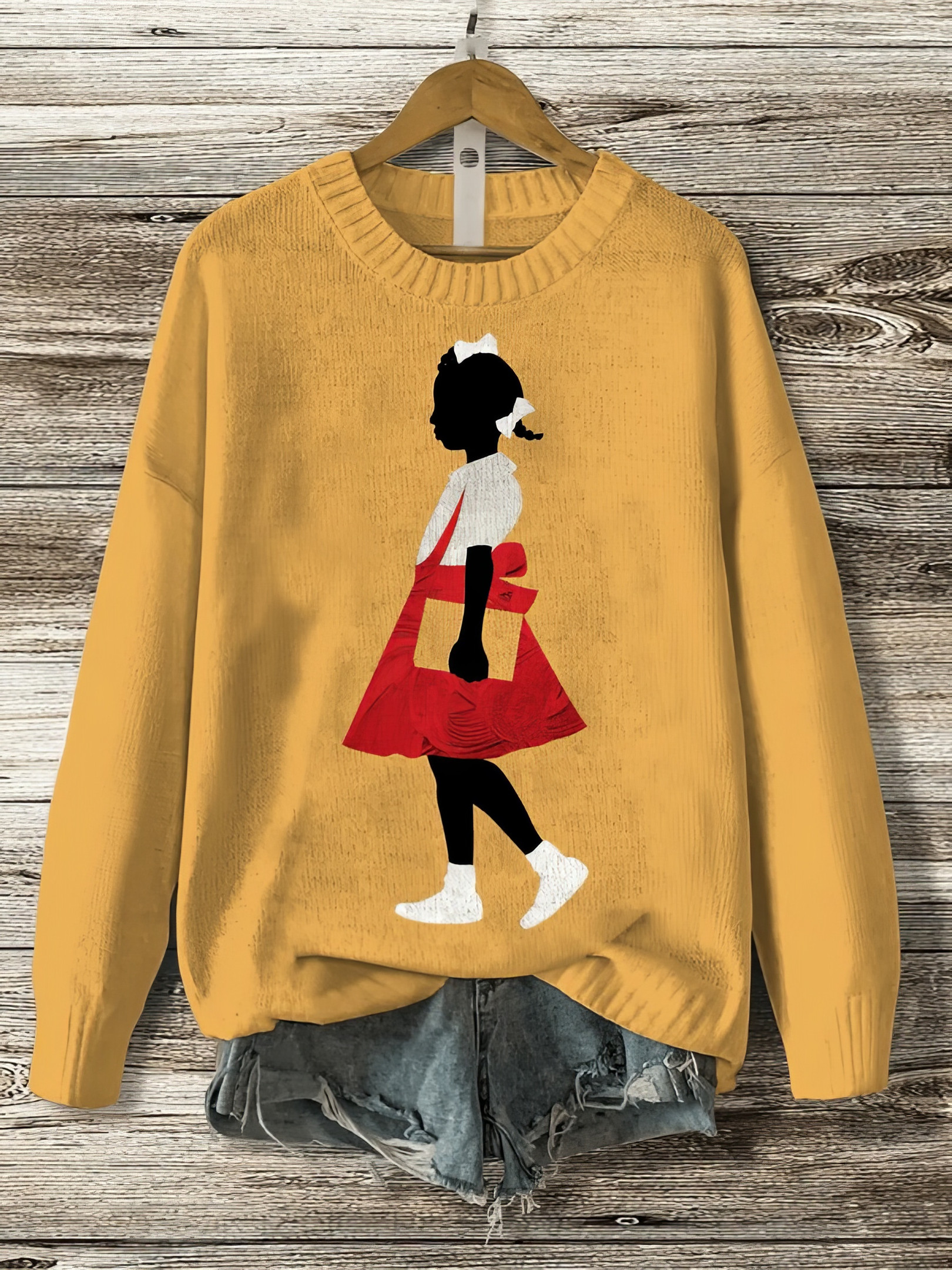 Red Dress Girl Ruby Print Sweater Black History Clothing Gifts For Women