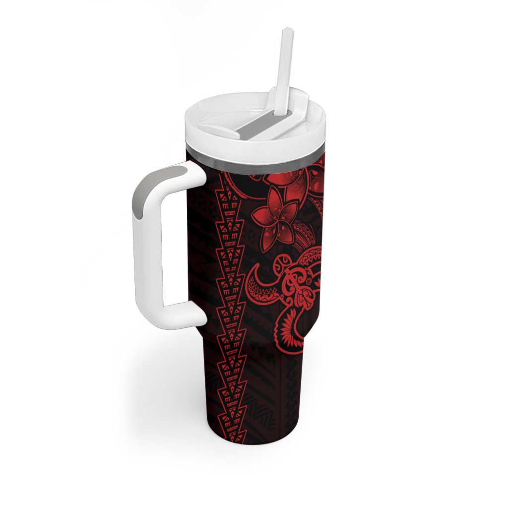 Red Hawaiian Kakau Turtle Polynesian Tribal Custom Stanley Cup 40 oz 30 oz Tumbler With HandleTVC2301390 - Image 2