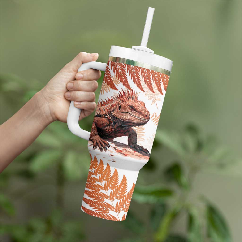 Red New Zealand Tuatara Aotearoa Sphenodon Punctatus Silver Fern Custom Stanley Cup 40 oz 30 oz Tumbler With HandleTVC2301357 - Image 3