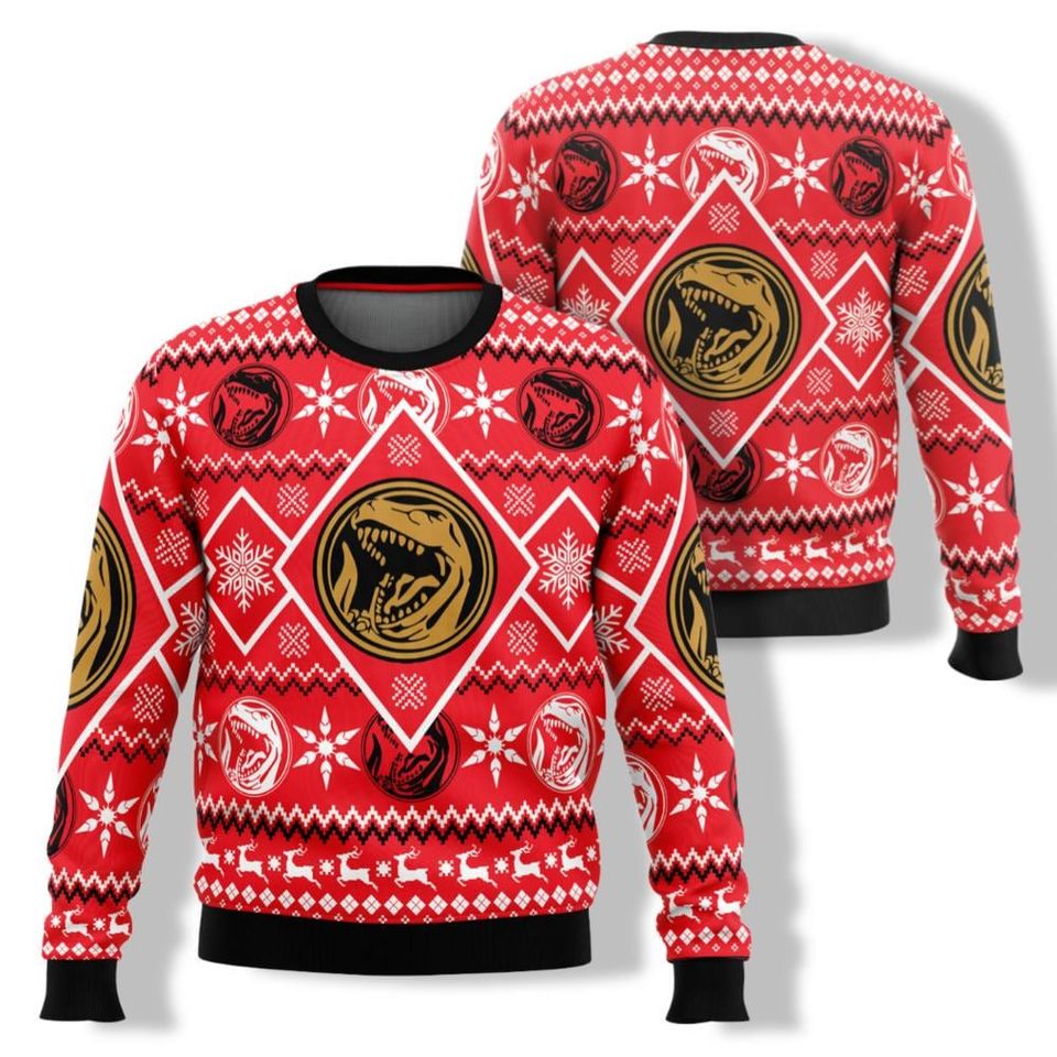 Red Ranger Power Rangers Ugly Christmas Sweater, Power Rangers Christmas