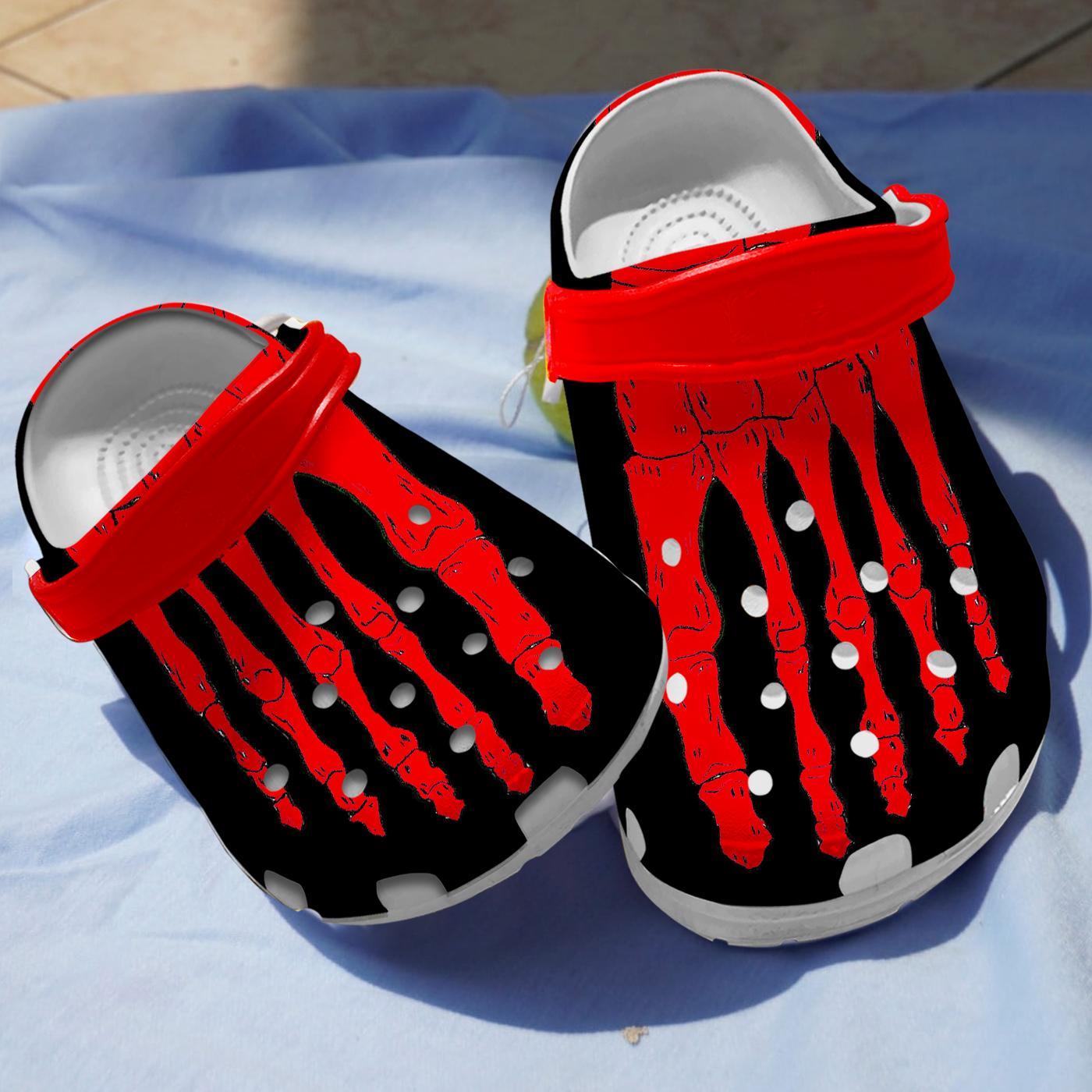 Red Skeleton Crocs Crocband Clogs Shoes Comfortable For Men Women and Kids