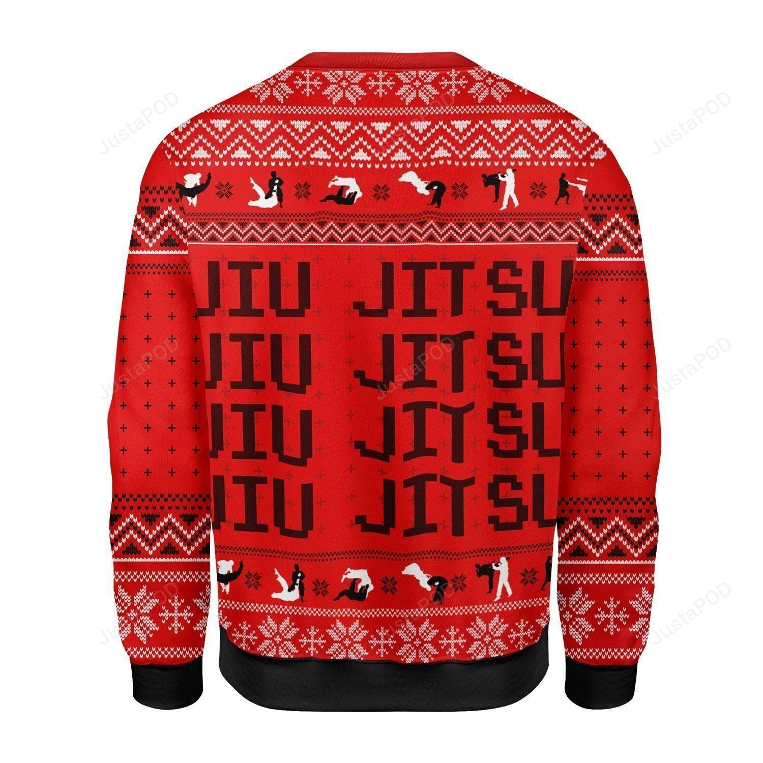 Red Snowflake Pattern Jiu Jitsu Jesus Christmas For Unisex Ugly Christmas Sweater Adult 3D Funny Matching for family
