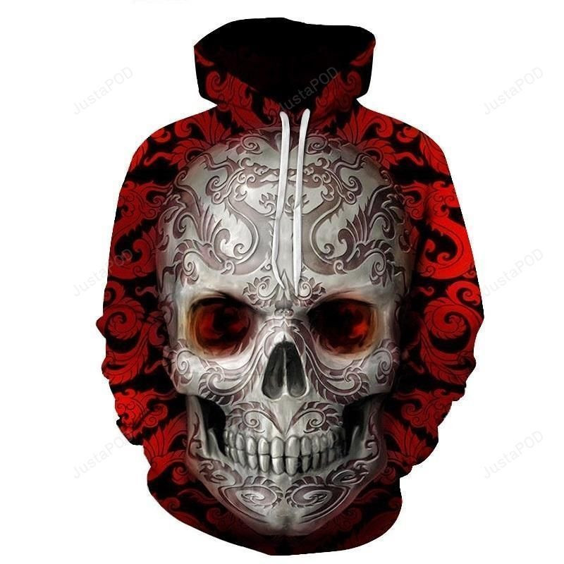 Red sugar skull Printed 3D All Over Print Hoodie, Zip Hoodie