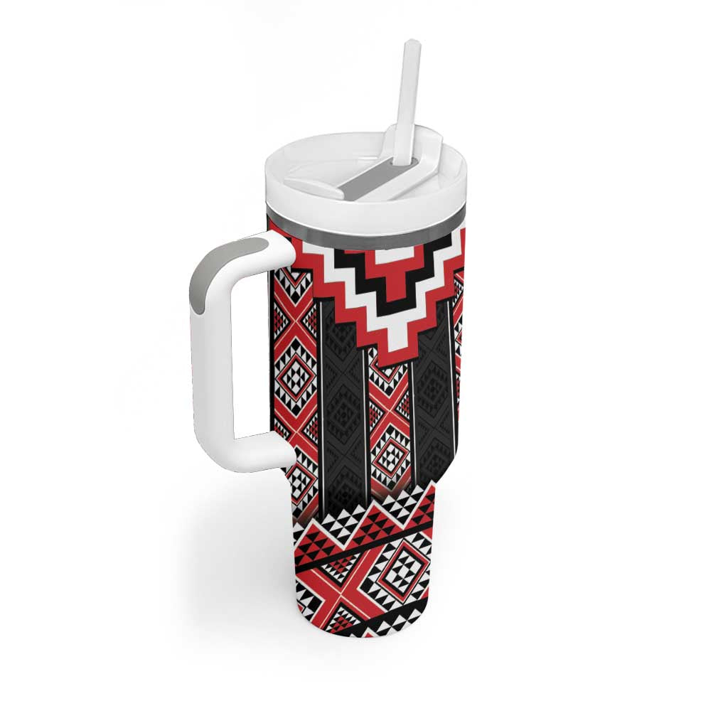 Red Taniko Aotearoa Niho Taniwha Mix Poutama Custom Stanley Cup 40 oz 30 oz Tumbler With HandleTVC2301374 - Image 2