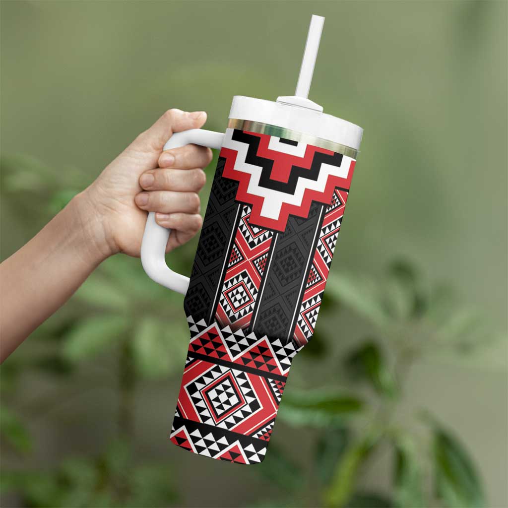 Red Taniko Aotearoa Niho Taniwha Mix Poutama Custom Stanley Cup 40 oz 30 oz Tumbler With HandleTVC2301374 - Image 3