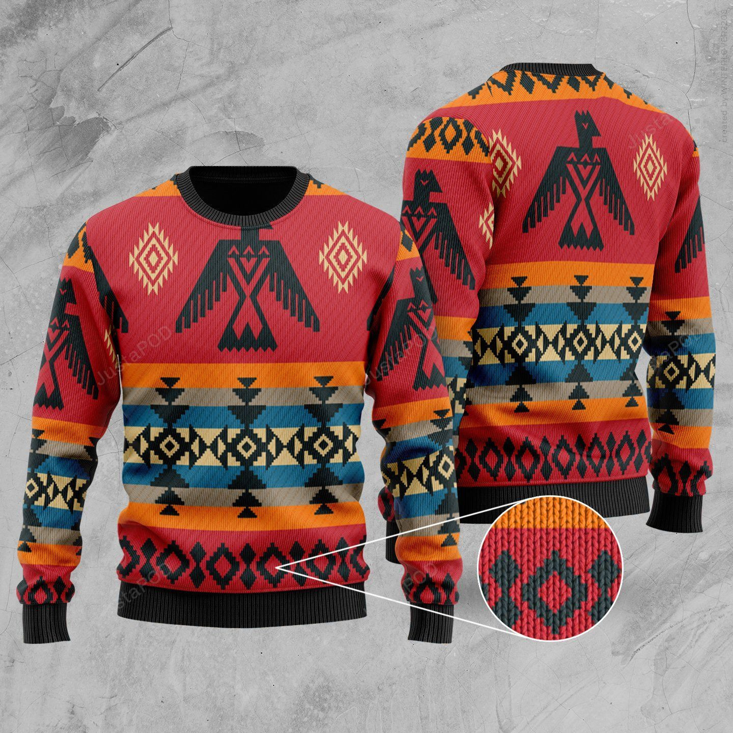 Red Thunderbird Ugly Christmas Sweater Adult 3D Funny Matching for family