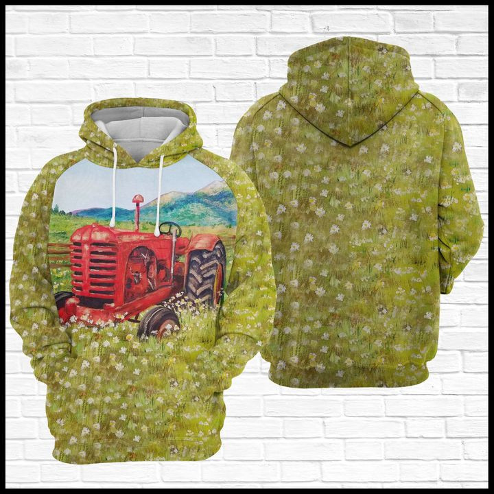 Red Tractor 3D All Over Print Hoodie, Zip Hoodie