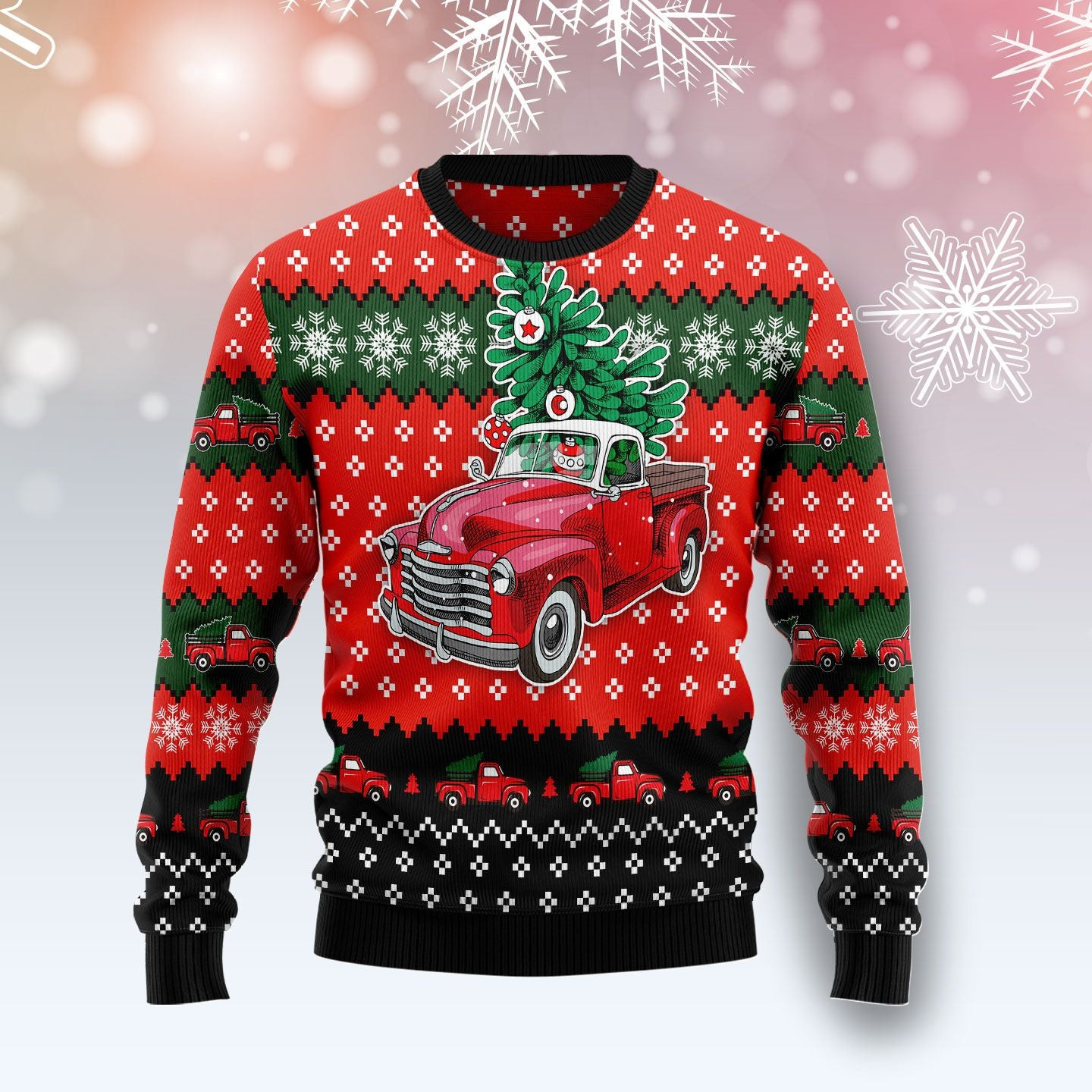Red Truck Christmas All Over Print Ugly Christmas Sweater