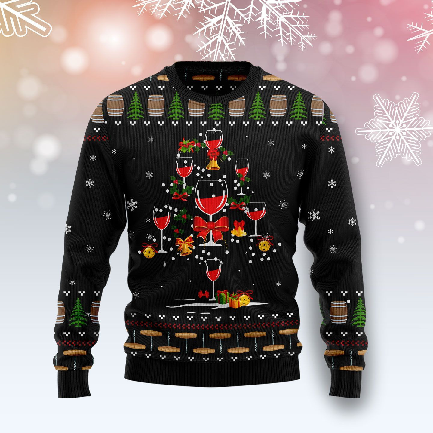 Red Wine Christmas Ugly Christmas Sweater Adult 3D Funny Matching for family