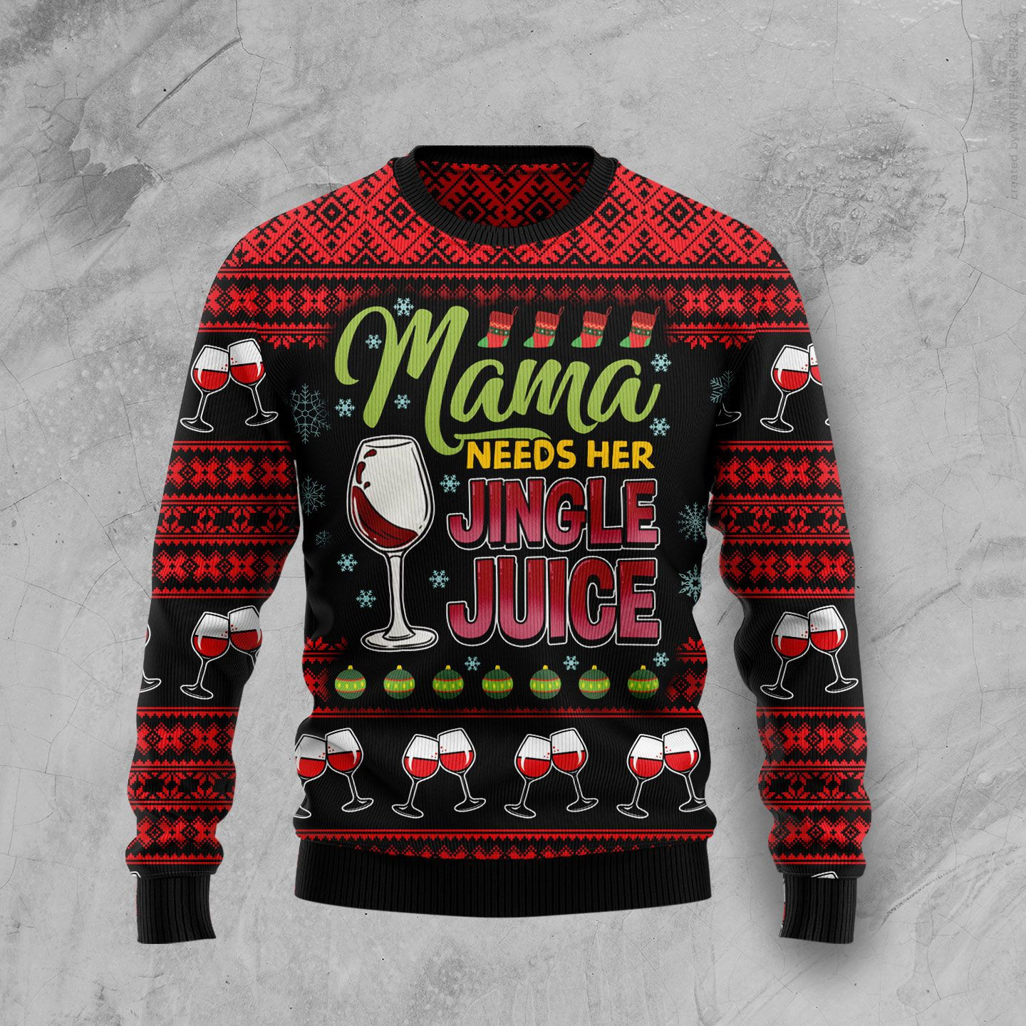 Red Wine Mama Ugly Christmas Sweater Adult 3D Funny Matching for family