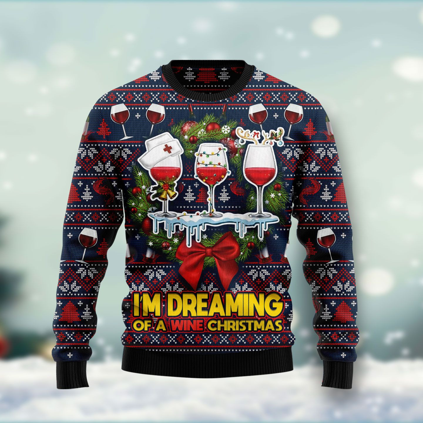 Red Wine Ugly Christmas Sweater Adult 3D Funny Matching for family
