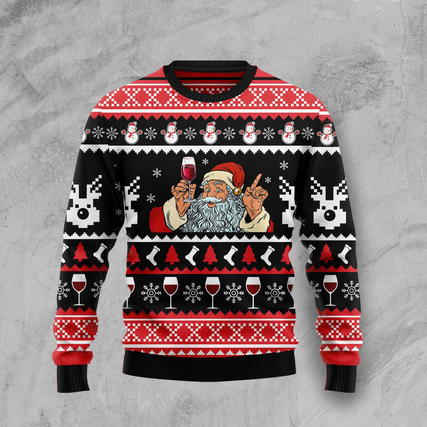 Red Wine Ugly Christmas Sweater Adult 3D Funny Matching for family