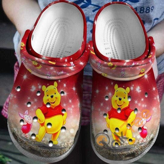 Red Winnie The Pooh Cartoon Crocs Crocband Shoes Clogs Custom Name For Men Women And Kids