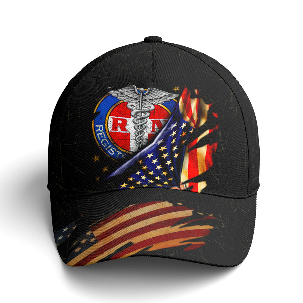 Registered Nurse American Flag Baseball Cap Trucker Hats Custom Hats Gifts For Men & Women