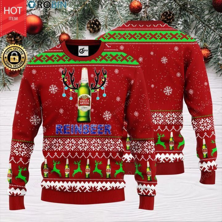 Reinbeer Stella Artois Ugly Christmas Sweater Adult 3D Funny Matching for family