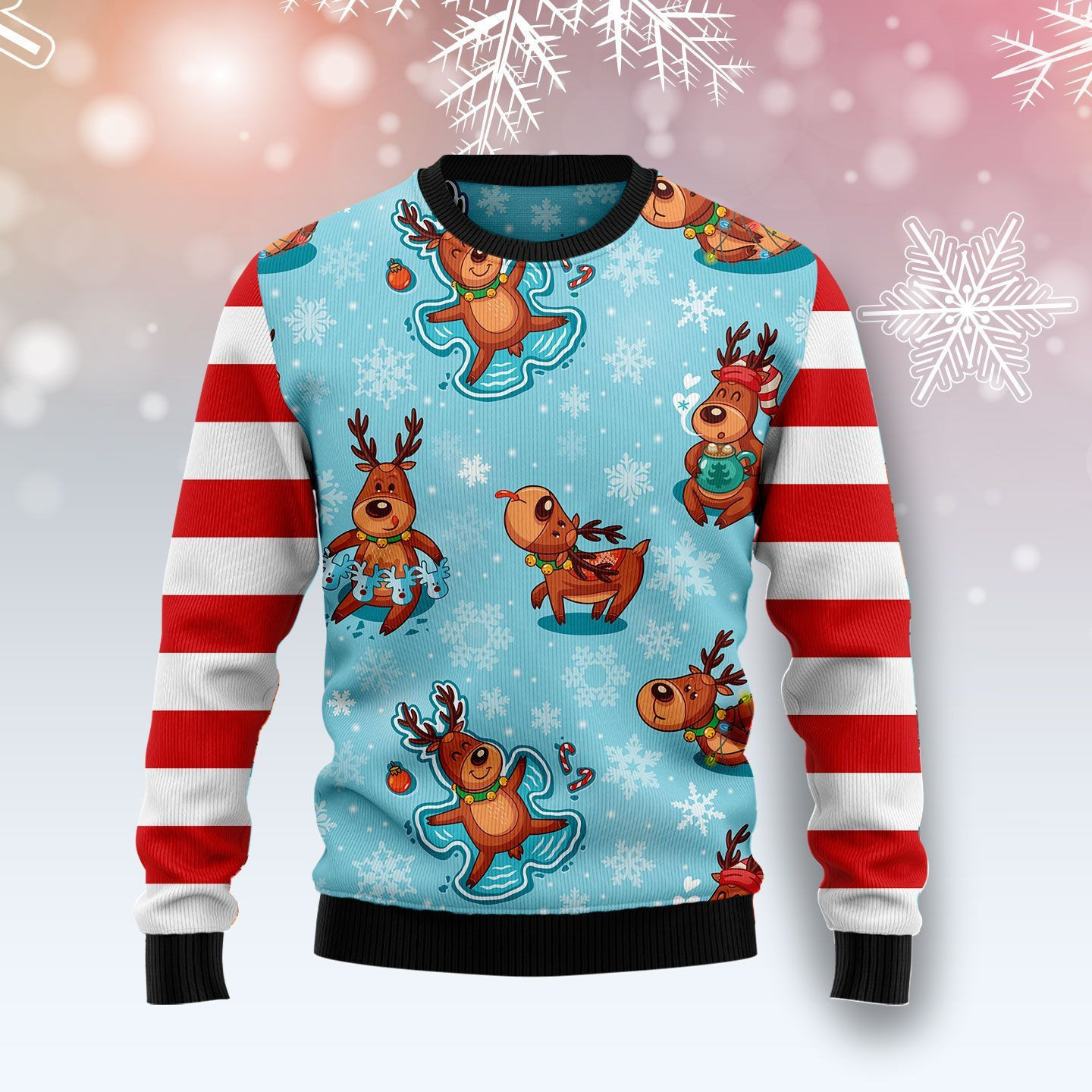 Reindeer Cute Ugly Christmas Sweater Adult 3D Funny Matching for family