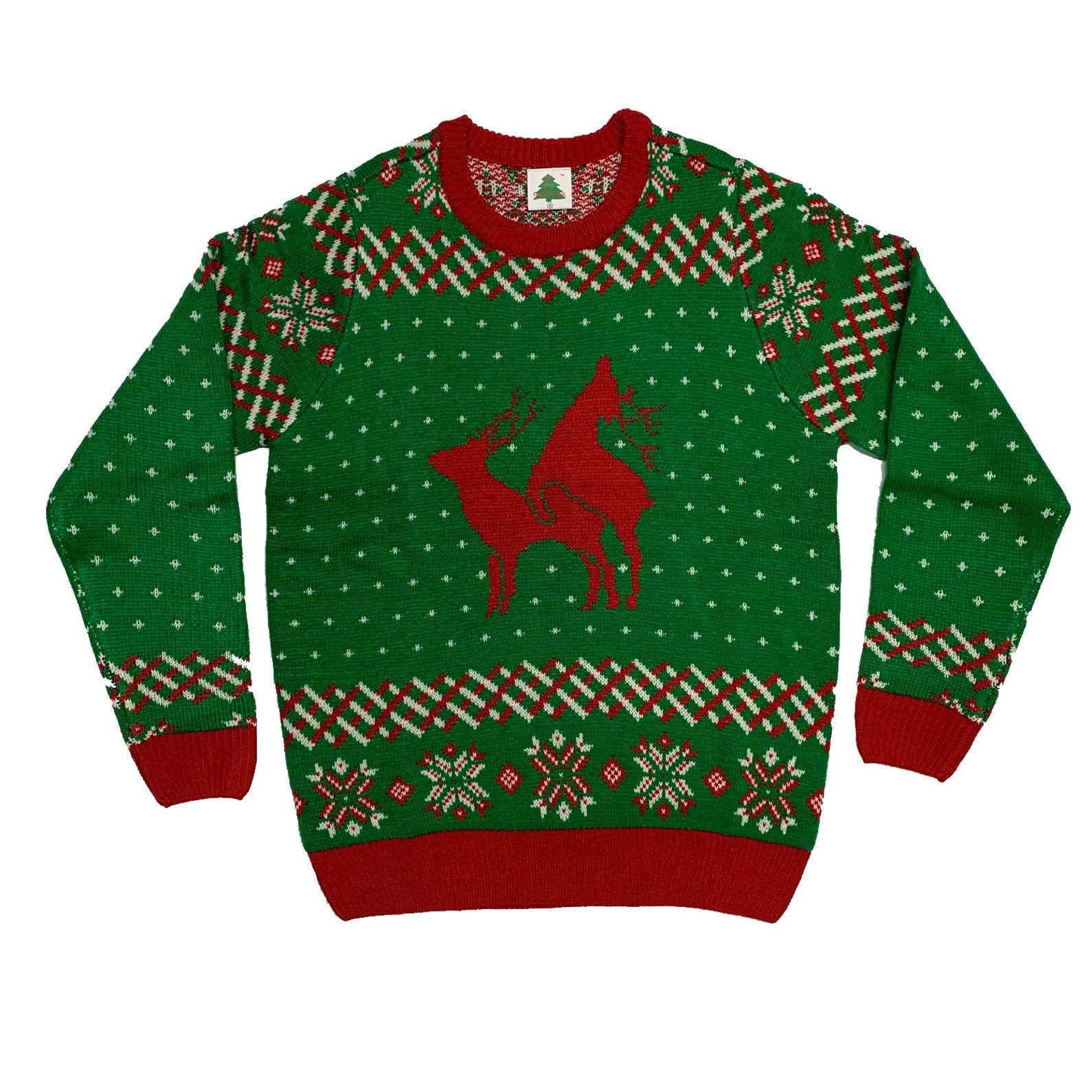 Reindeer Funny Green For Unisex Ugly Christmas Sweater Adult 3D Funny Matching for family