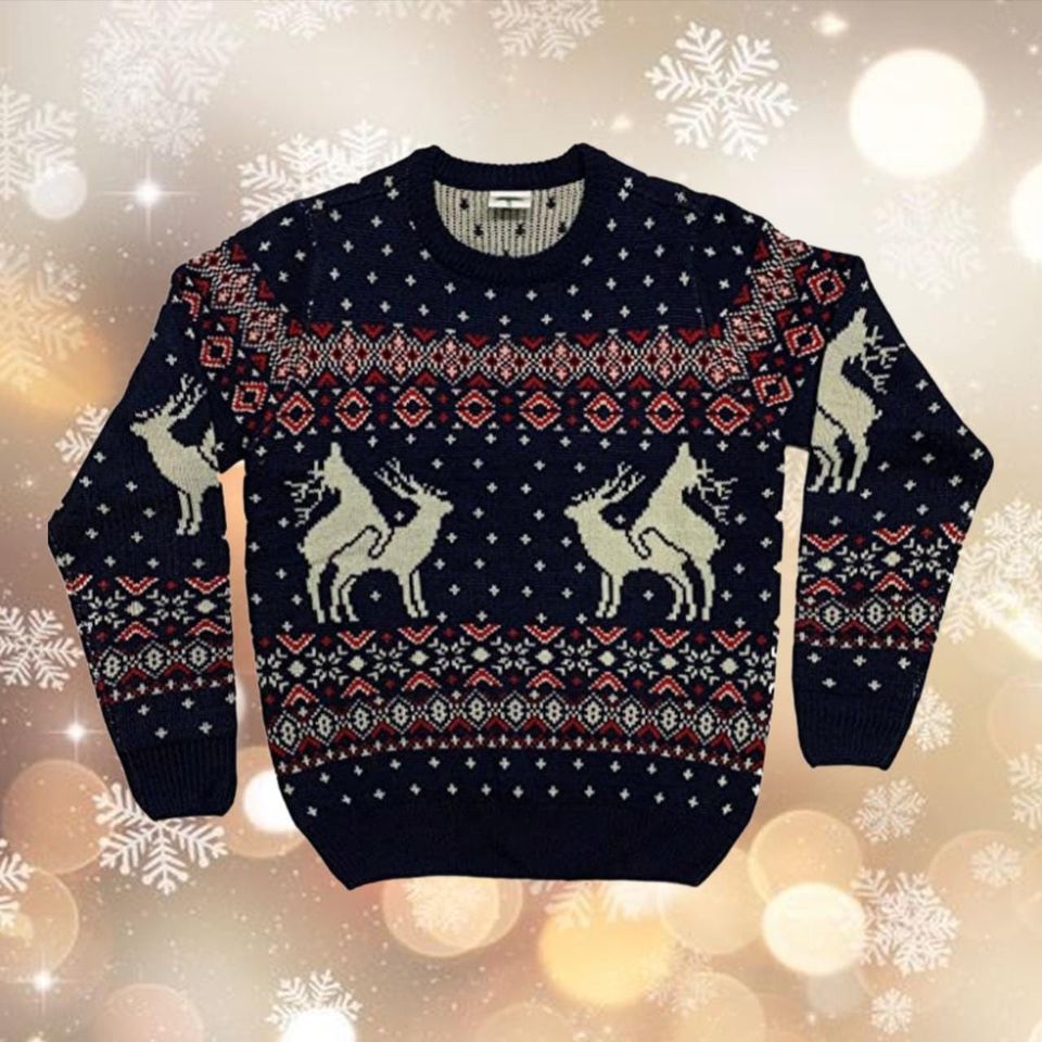 Reindeer Funny Ugly Christmas Sweater Navy, Christmas Gift