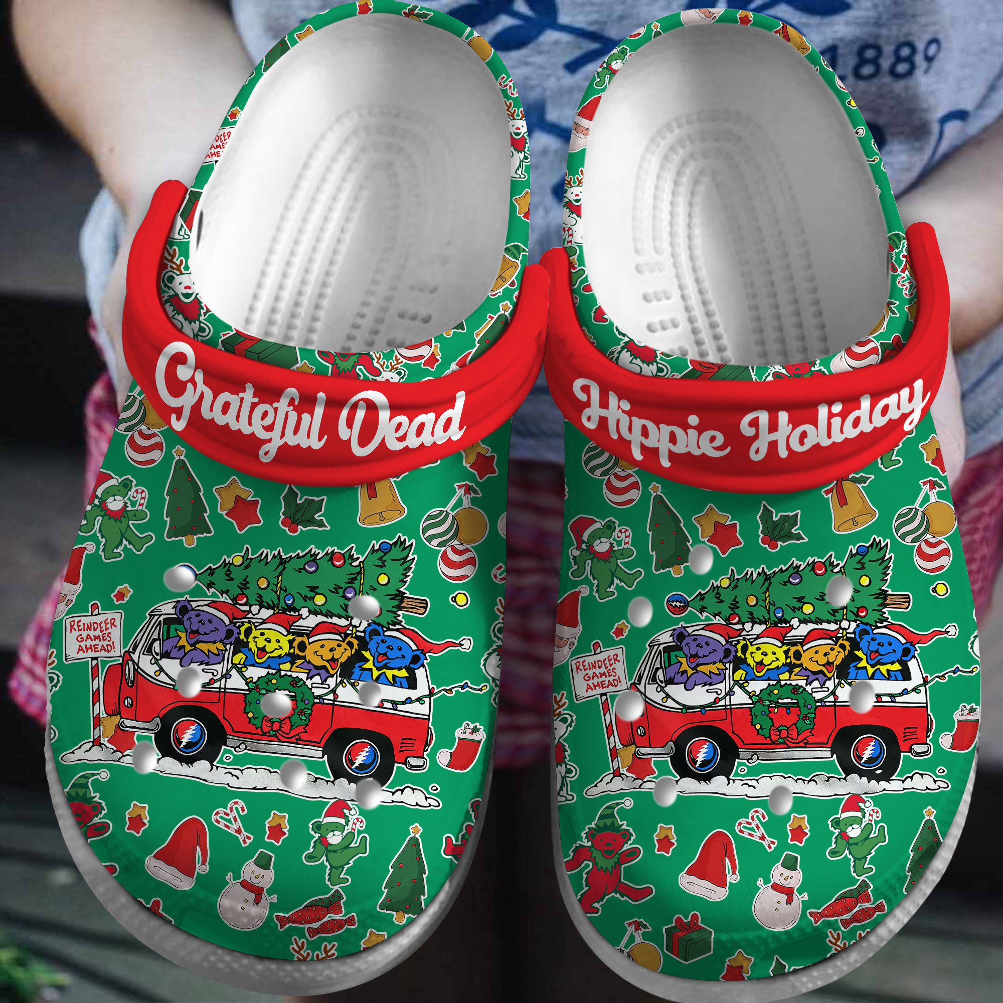 Reindeer Games Ahead Grateful Dead Music Crocs Crocband Clogs Shoes Comfortable For Men Women and Kids