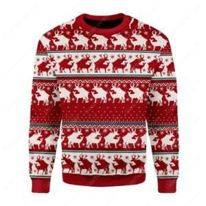 Reindeer Ugly Christmas Sweater Adult 3D Funny Matching for family
