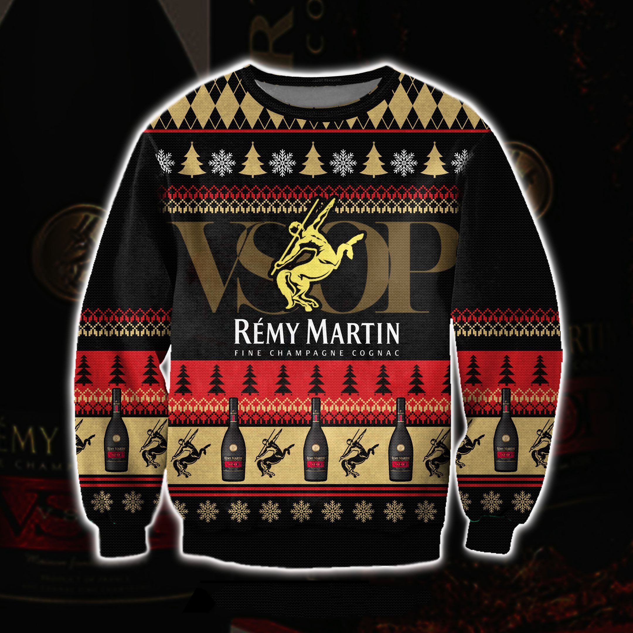 Remy Martin Fine Champagne Cognac 3D All Over Print Ugly Christmas Sweater Adult 3D Funny Matching for family