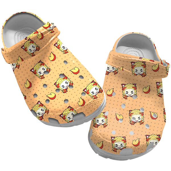 Rengoku Kyojuro Demon Slayer Anime Crocs Crocband Clogs Shoes Comfortable For Men Women and Kids