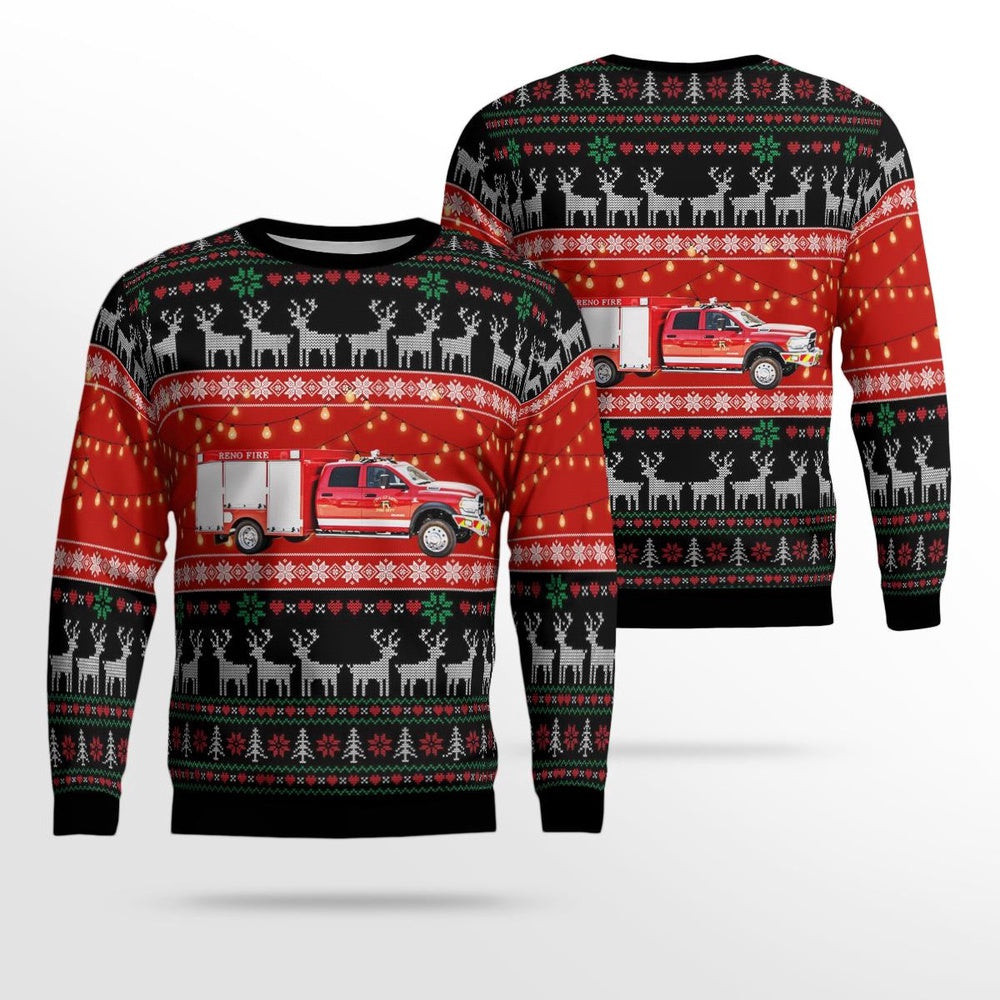 Reno Nevada Reno Fire Department Rescue Squad AOP Ugly Sweater Unisex Christmas Gift