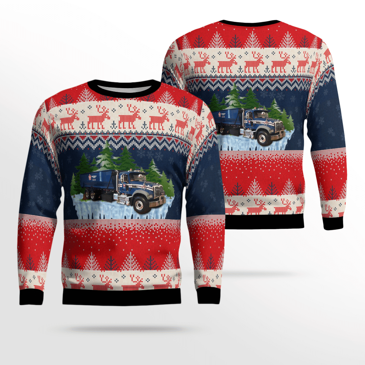 Republic Services Roll Off Truck Ugly Christmas Sweater Adult 3D Funny Matching for family